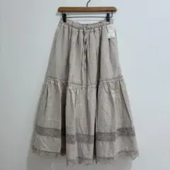 SM2 裾メッシュレースティアードスカート　ベージュ　タグ付き未使用品
