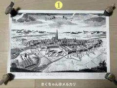 西洋古地図風パノラマ鳥瞰図アートポスター　ストラスブール2枚セット