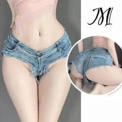 M　マイクロミニ　ショートパンツ　デニム　クラッシュ　脚長　ローライズ　美尻のサムネイル