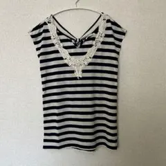 Natural Beauty Basic ストライプ ノースリーブTシャツ　Ｍ