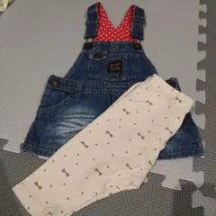 デニムオーバーオール·レギンスセット 80cm