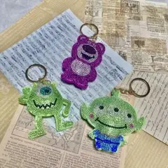 ロッツォ・ハグベア リトルグリーンメン マイク ラインストーン キーホルダー
