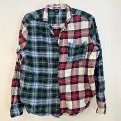 ギャップ チェック クレイジーパターン シャツ 長袖 【M】 赤 緑 通学のサムネイル