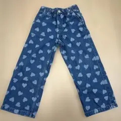 ハート柄デニムロングパンツ 120cm