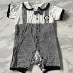 ボウタイ付きチェック柄ロンパース 70