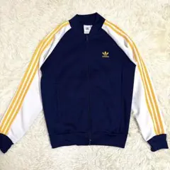 希少　アディダス SST トラックジャケット 刺繍ロゴ 白 黄色 紺 L