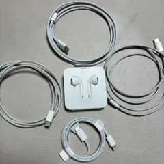 純正品　Apple Lightning ケーブル・イヤフォンセット