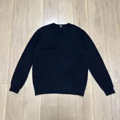 ユニクロ コットン Vネック セーター XL ブラック
