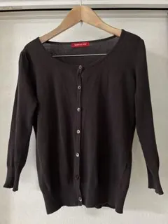 【サイズ2/M】アプワイザーリッシェ 7分袖 カーディガン ブラウン