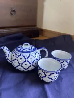 素敵な和のお茶セット。　中国茶でも日本茶でも。クロスもとっても素敵です。