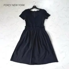 FOXEY バックリボン ノースリーブ ワンピース ネイビー 42 - メルカリ