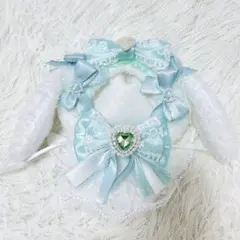 ぬい服 着ぐるみ ちびぐるみ 11cm うさぎ 羽付き 緑 ミントグリーン