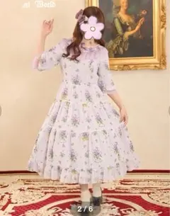 春夏】イノセントワールド 乙女のすみれワンピース ダークパープル M