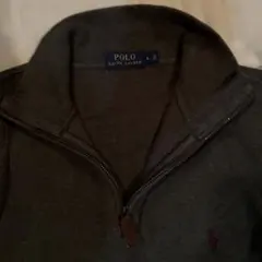 古着 ニット POLO RALPH LAUREN ジップ カーキ グレー