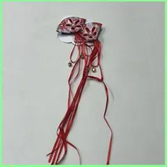 ヘアクリップ 扇子 2個 ヘアアクセサリー 和服 浴衣 タッセル 成人式 赤