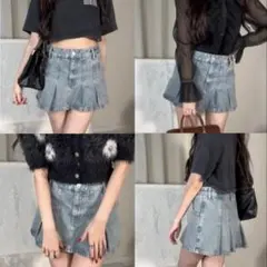 TRF デニム ボックスプリーツ スカート　ZARA