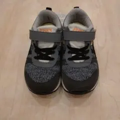 ASICS グレー ブラック スニーカー ベルクロ 19cm