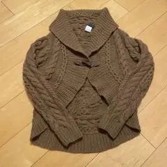 RALPH LAUREN ブラウン ケーブルニットカーディガン