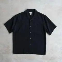 A13475 マーガレットハウエル 23ss リネン100半袖シャツ ブラックL