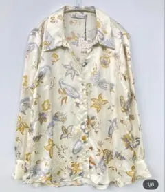 新品未使用⭐︎ZARA 花柄 サテン 長袖シャツ