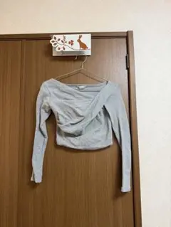 グレー クロップド長袖Tシャツ