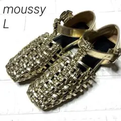 moussyグルカサンダルWEAVE FLAT shoes L 24.5ゴールドのサムネイル