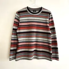 シニア　レディース　カットソー　ストライプ柄　長袖Tシャツ