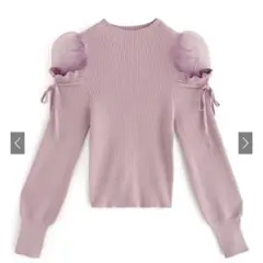 GRL グレイル チュールショルダーリボンニットトップス