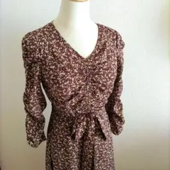 トッコクローゼット TOCCOcloset 花柄 ロングワンピース M ブラウン