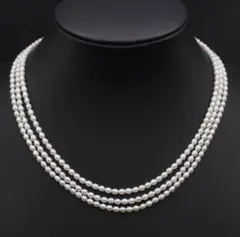淡水真珠 パール SILVER刻印 ネックレス 3連 デザイン シルバー