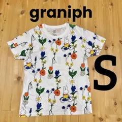 グラニフ　半袖Tシャツ　Sサイズ　ミッフィー　　miffy 花柄　総柄　白