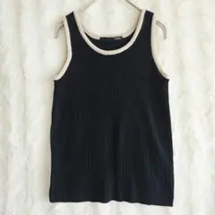 Heather リブニット タンクトップ F 黒 配色のサムネイル