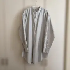 無印良品　ポプリンリラックスフィットチュニック婦人Ｌ・ライトグレーストライプ