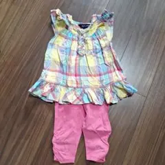 RALPH LAUREN 18M フリル付きトップスとレギンスセット