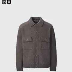 ユニクロU ニットジャケット　ブラウンMサイズ