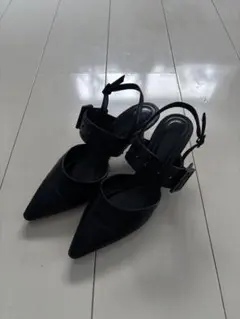 美品　アレキサンダーワン　パンプス　フラットシューズ　ストラップ　型押し　黒 美品 アレキサンダーワン パンプス フラットシューズ ストラップ 型