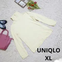 ♥OLD UNIQLO♥カットソー(XL)淡いイエロー/タートルネック/長袖