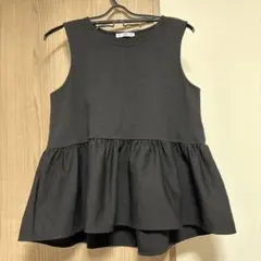 ZARA ペプラム ノースリーブ トップス ブラック Mのサムネイル