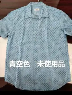 半袖シャツ ドット柄 ブルー メンズ サイズ M　JUNRED　麻のサムネイル
