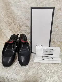 希少　グッチ　GUCCI　フラットサンダル　レザー　35½