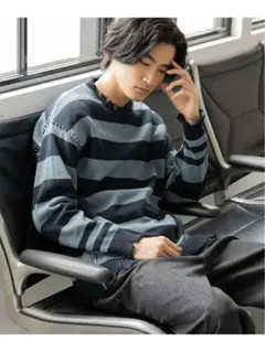 NIKO AND... JEANS ボーダー ダメージニット L