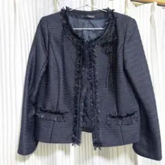 ネイビーノーカラージャケット S/M