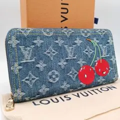 ルイヴィトン 村上隆 ジッピーウォレット モノグラム チェリー デニム