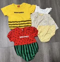 BABYDOLL ロンパース カバーオール まとめ売り ３点セット 女の子 80のサムネイル