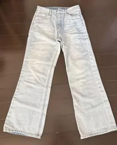 ライトブルー ワイドレッグデニム M セミフレア