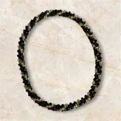 ハンドメイド 黒金ビーズブレスレット