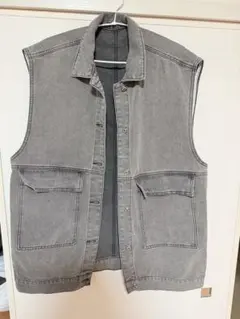 グレー デニム ノースリーブ ベスト