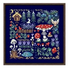 【Mysterious forest／ネイビー14ct】クロスステッチキット