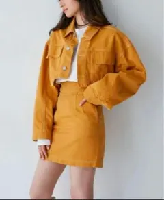 マスタードデニムジャケットとスカートセット　ムルーア