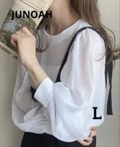 バルーンスリーブシアーブラウス ホワイト